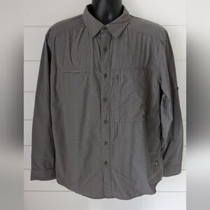 The North Face Long Sleeve Boulder Gorge Vaporwick Gray Stripe Men's Large Nwt